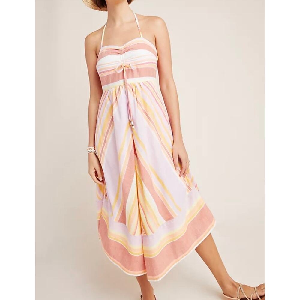 ANTHROPOLOGIE Savannah Halter Midi Dress Pastel Chevron 0